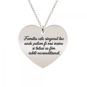 Colier argint inimioara 20 mm - personalizata cu text